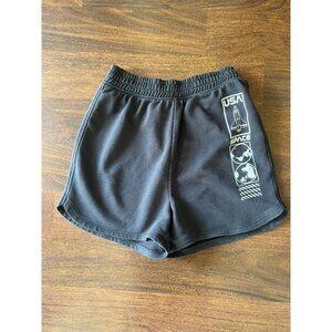 H&M Boys USA Space Shuttle Graphic Black Athletic Shorts Size 5-6Y
